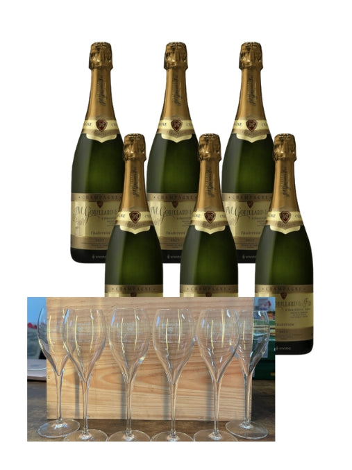 Case Deal: Champagne Gobillard Grande Reserve Premier Cru NV + Branded Champagne Flutes