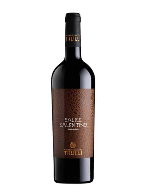 Wine bottle with 'Salice Salentino' label on a white background