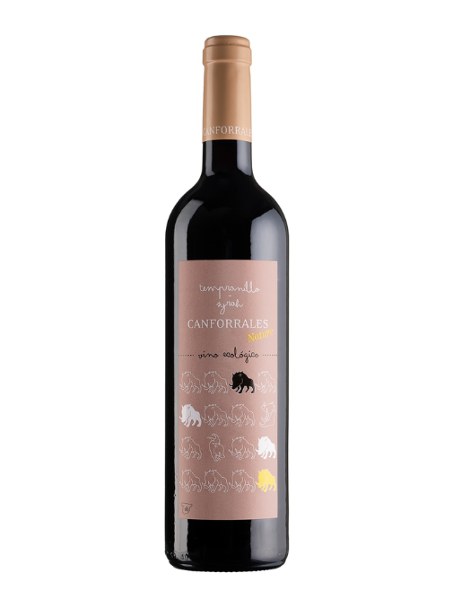 Wine bottle with a label on a white background
