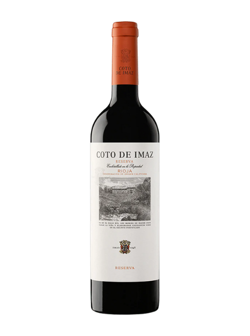 Coto de Imaz wine bottle on a white background