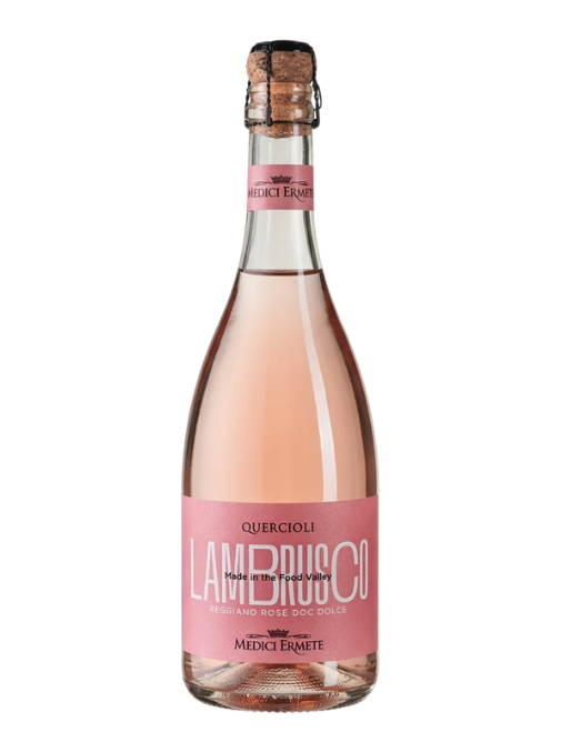 Bottle of Lambrusco on a white background