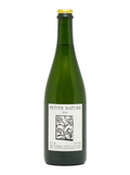 Green wine bottle labeled 'Petite Nature' on a white background