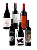 Collection of wine bottles with various labels on a white background