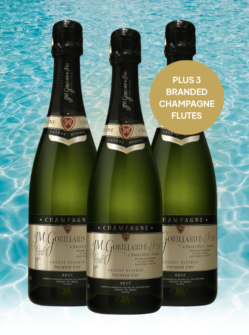 3 Champagne Gobillard Grande Reserve Premier Cru NV (Plus 6 Glasses)