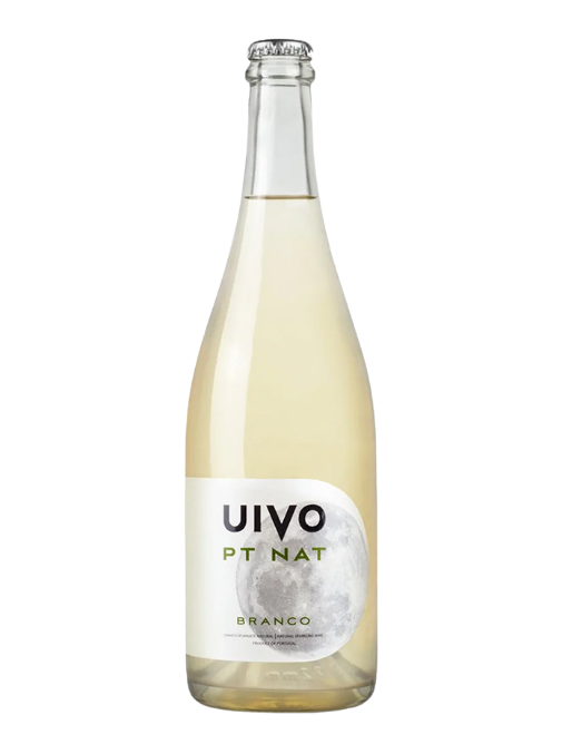 Bottle of UIVO Branco wine on a white background